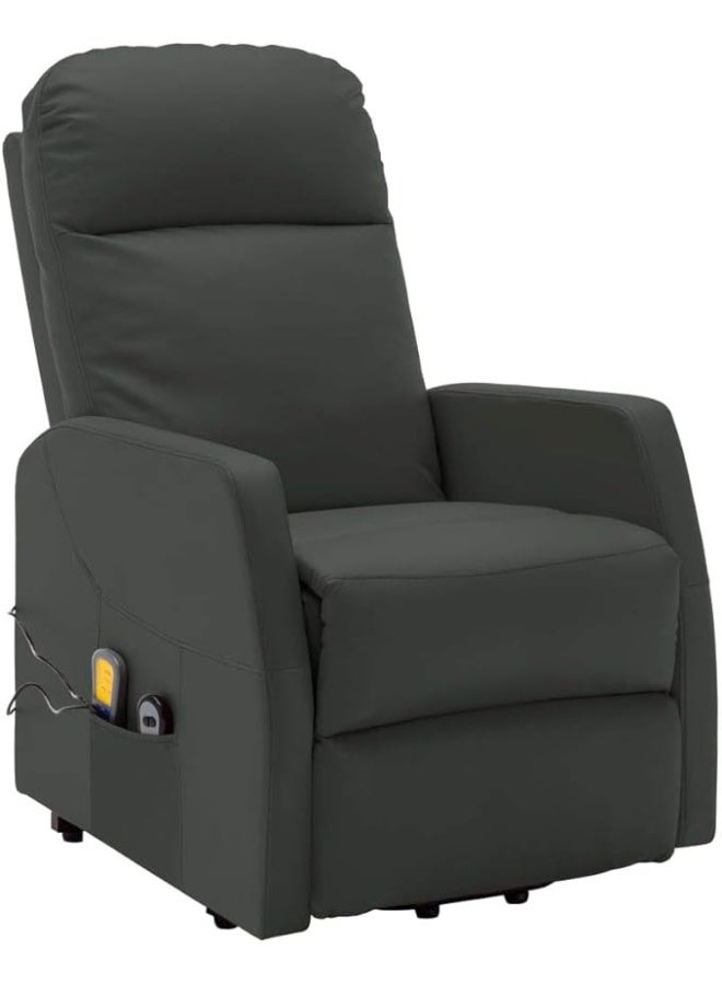 فيداكسل كرسي استرخاء مزود بخاصية التدليك والرفع الكهربائي من فيدا إكس إل، مصنوع من الجلد الصناعي بلون أنثراسيت. - Image 5